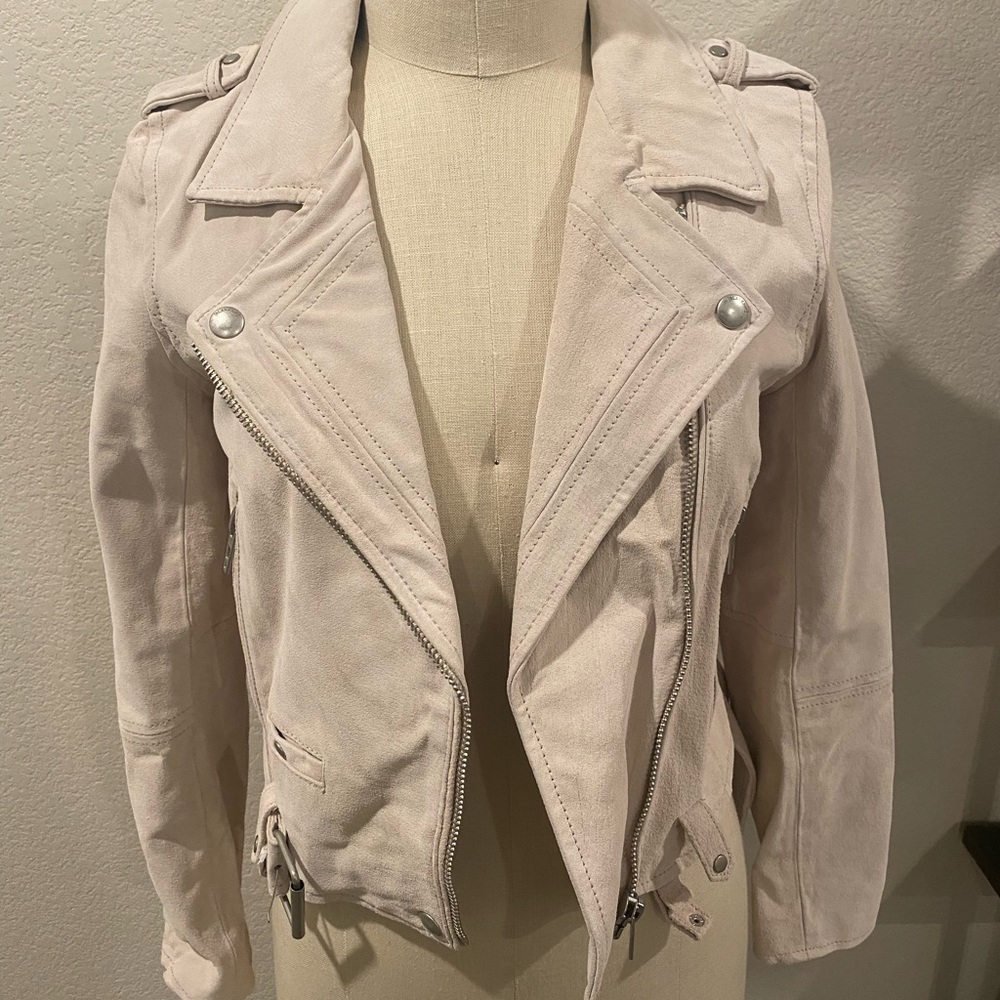 BLANK NYC - Suede Leather Moto Jacket - SAND - size M